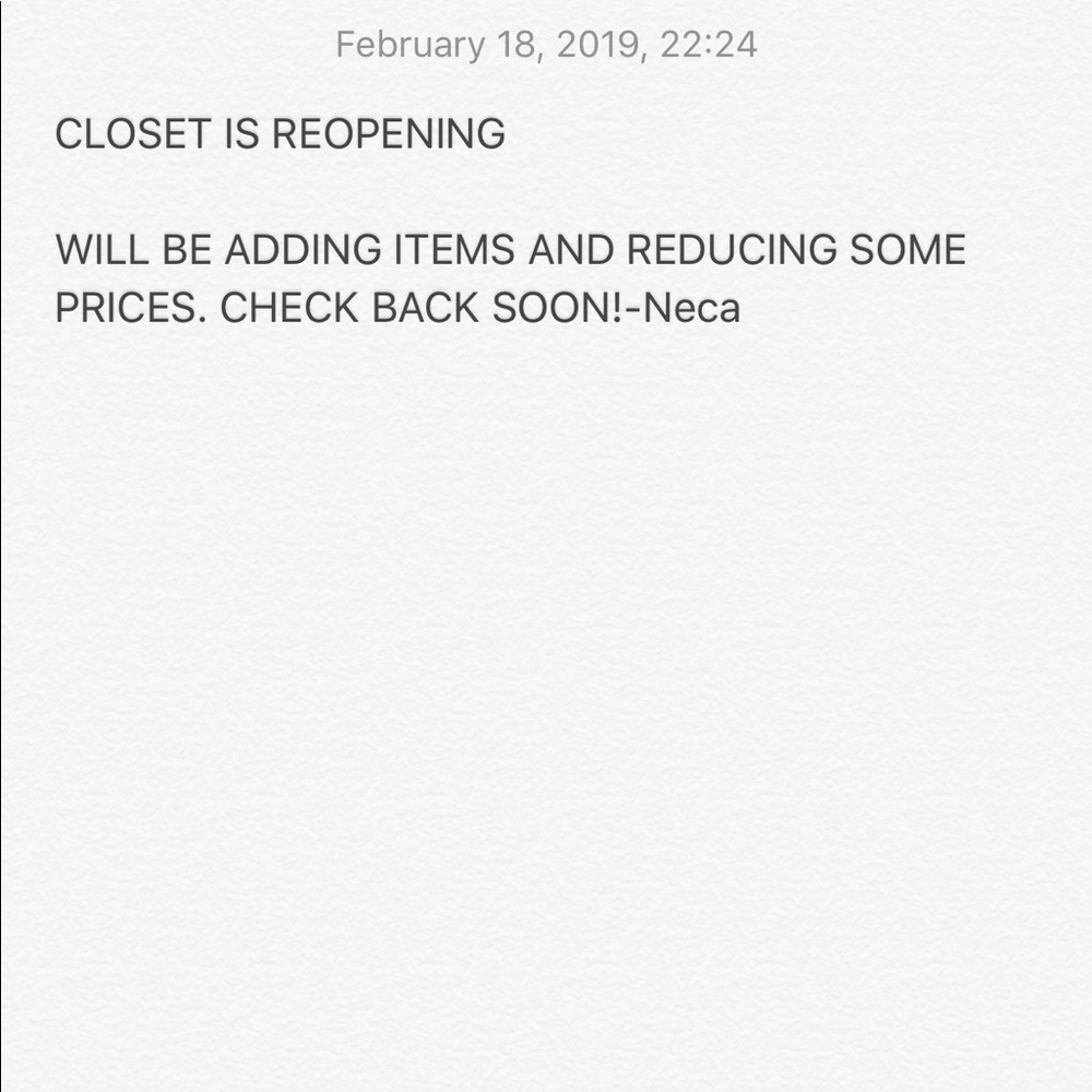 Closet Reopening